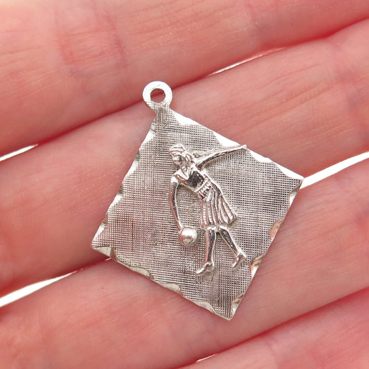 M&M Mark Mercy 925 Sterling Silver Vintage Female Bowling Player Charm Pendant