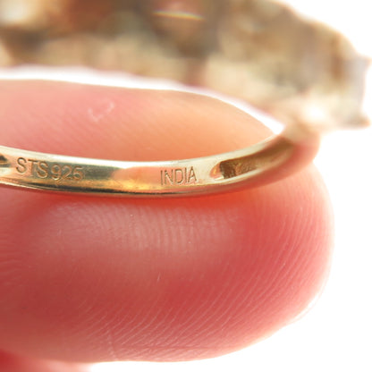 CHUCK CLEMENCY 925 Sterling Silver Gold Plated Real Yellow Topaz Ring Size 6.25