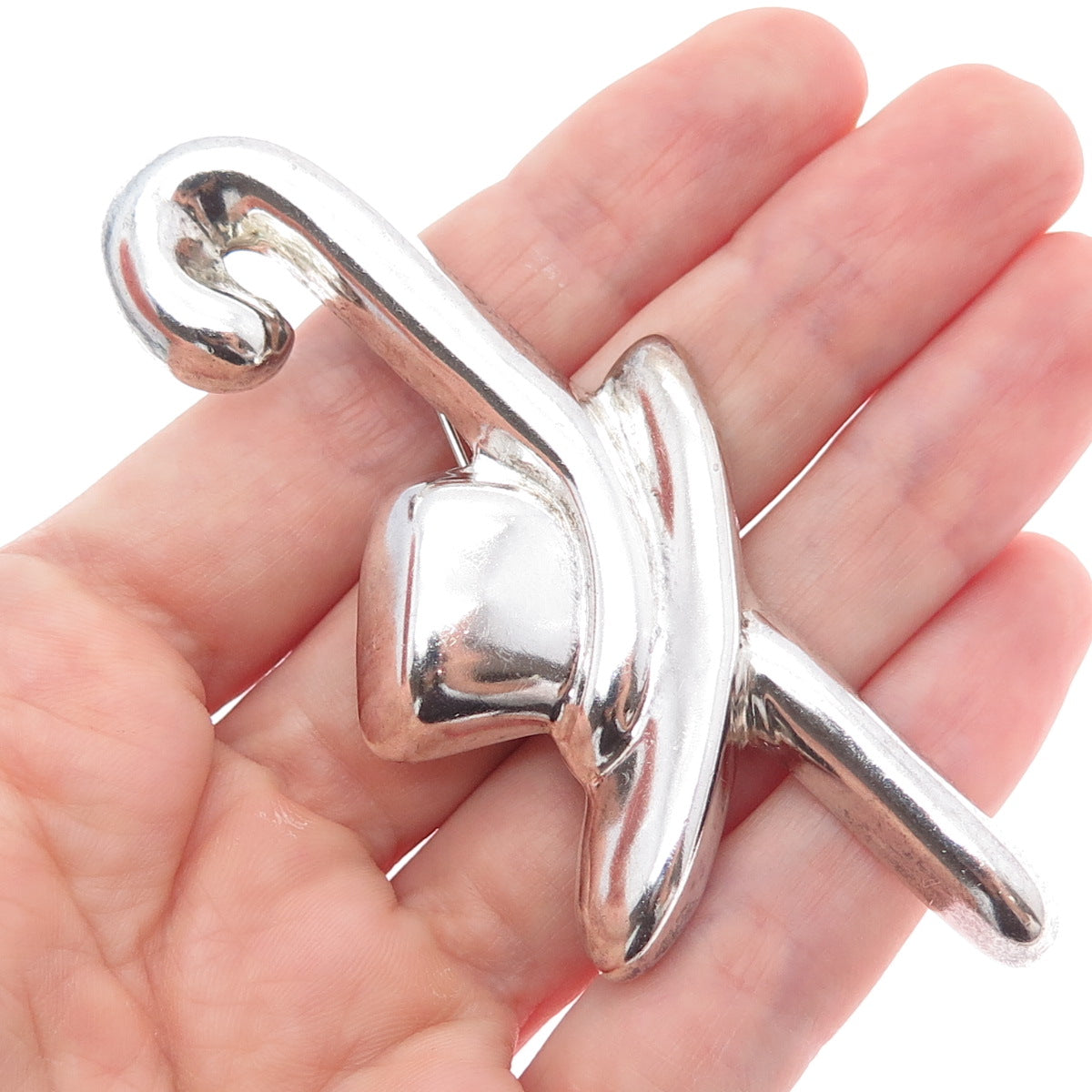 925 Sterling Silver Vintage Mexico Hat & Cane Gentlemen Club  Pin Brooch