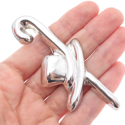 925 Sterling Silver Vintage Mexico Hat & Cane Gentlemen Club  Pin Brooch
