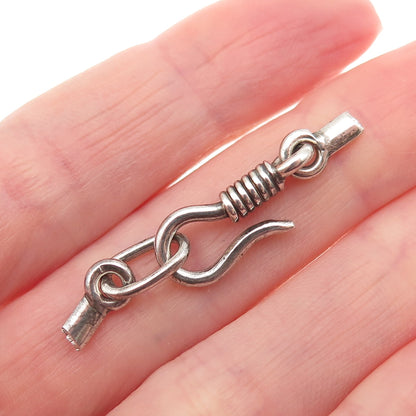 925 Sterling Silver Vintage Hook Lock Clasp Necklace Ends