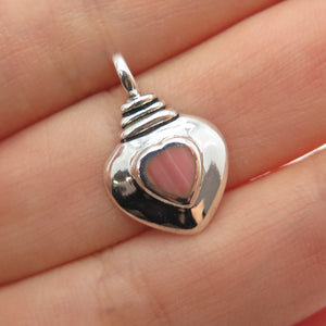 925 Sterling Silver Vintage Real Rhodochrosite Heart Mini Charm Pendant