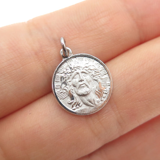 THEDA 925 Sterling Silver Vintage Jesus Religious Minimalist Charm Pendant