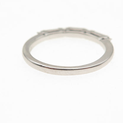 925 Sterling Round & Baguette-Cut C Z Half Eternity Stackable Band Ring Size 8