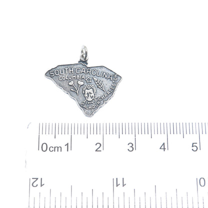 BELL TRADING POST 925 Sterling Silver Vintage South Carolina State Charm Pendant