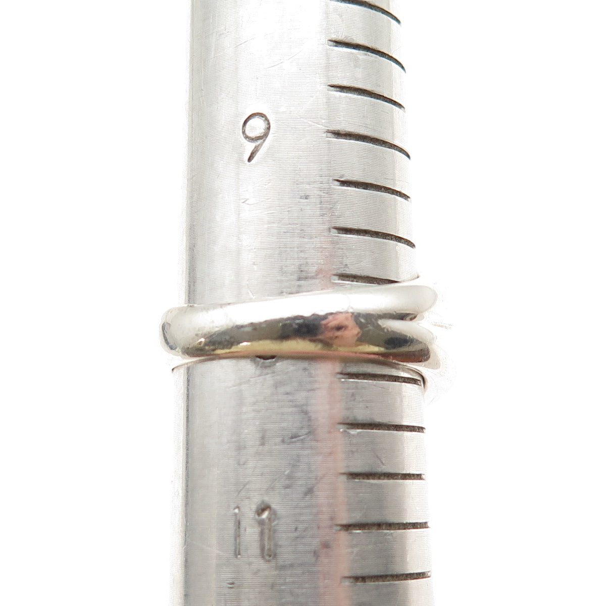 925 Sterling Silver 14K Gold Vintage Real Pearl Modernist 2-Row Ring Size 10.25