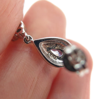 925 Sterling Silver Pear-Cut Blue & Round-Cut White C Z Dangle Earrings