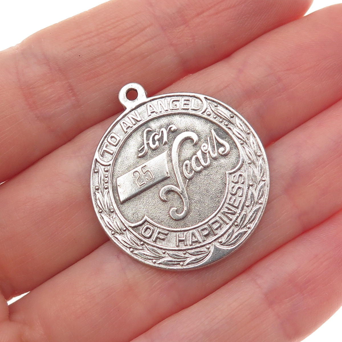 Forstner Sterling Silver Vintage To an Angel for 25 Years of Happiness Pendant