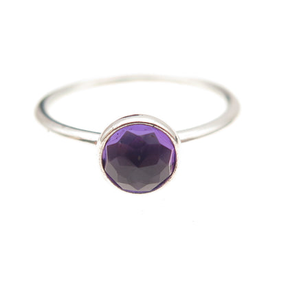 Pandora 925 Sterling Silver Real Amethyst February Birthday Blooms Ring Size 6