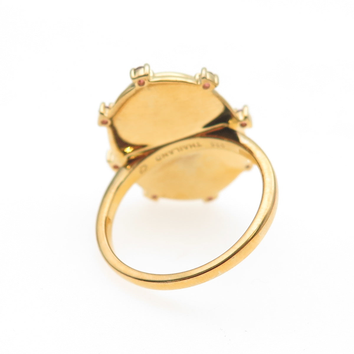 DASAN 925 Sterling Silver Gold Plated Real Opal Inlay & Amethyst Ring Size 9