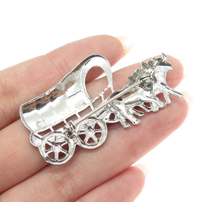 925 Sterling Silver Antique Art Deco Welcome Wagon Pin Brooch
