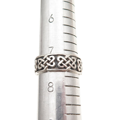 Peter Stone 925 Sterling Silver Vintage Celtic Knot Oxidized Band Ring Size 7.75