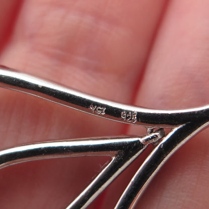 925 Sterling Silver Round-Cut C Z Ornate Dangle Earrings