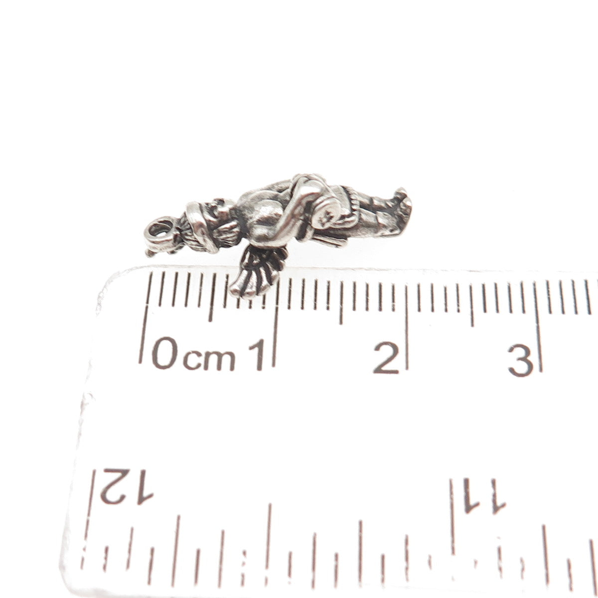 925 Sterling Silver Vintage One Wing Indian Chief Oxidized 3D Mini Charm Pendant