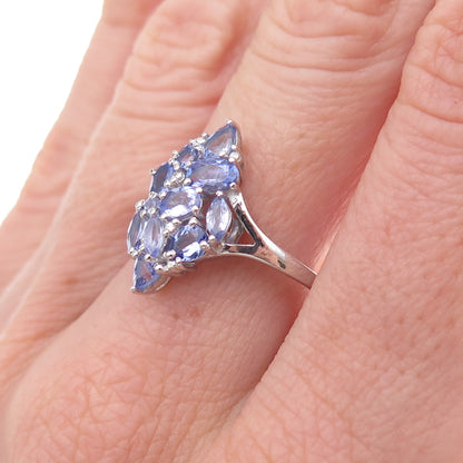 Chuck Clemency 925 Sterling Silver Real Multi-Cut Tanzanite Ring Size 8.25