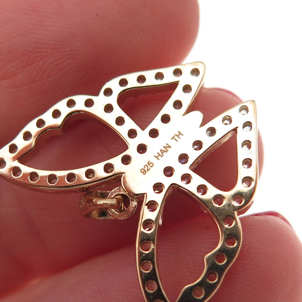 Han 925 Sterling Silver Gold Plated Multi-Color C Z Butterfly Charm Pendant