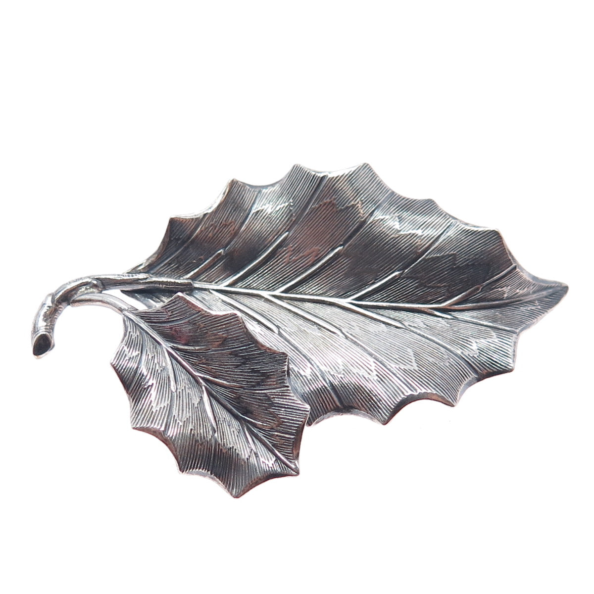 DANECRAFT 925 Sterling Silver Antique Art Deco Floral Leaf Oxidized Pin Brooch