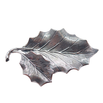 DANECRAFT 925 Sterling Silver Antique Art Deco Floral Leaf Oxidized Pin Brooch