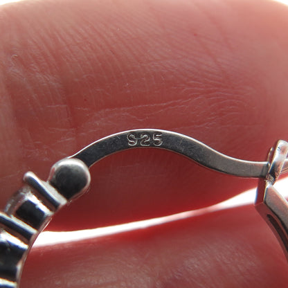 925 Sterling Silver Round-Cut Shaped C Z Hinged Hoop Earrings