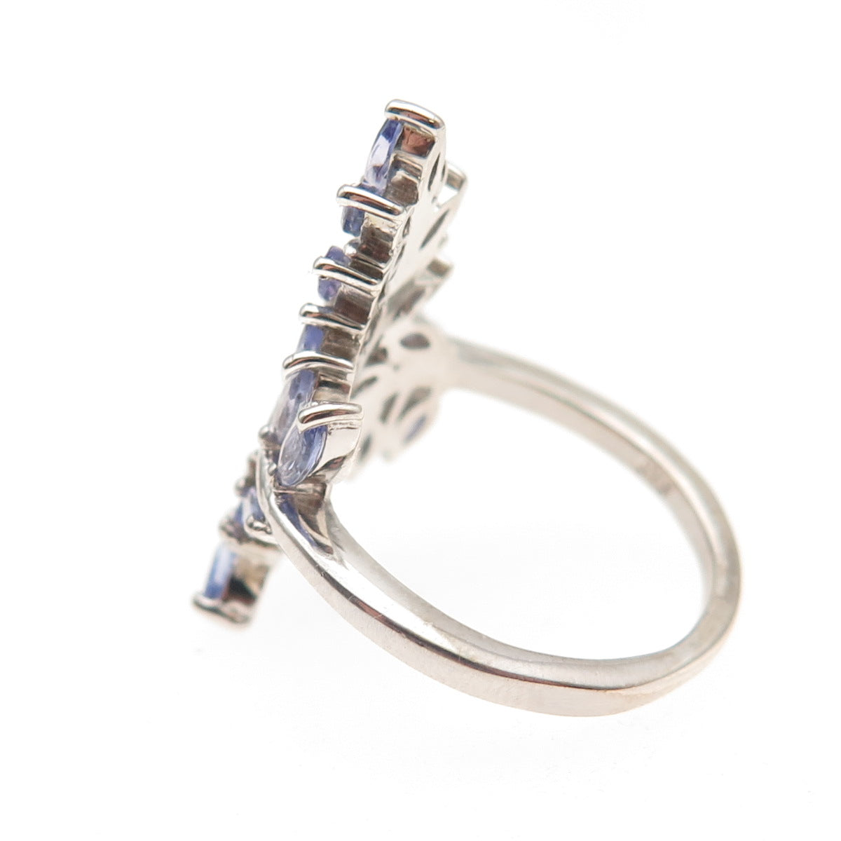 Chuck Clemency 925 Sterling Silver Real Marquise-Cut Tanzanite Ring Size 5.25