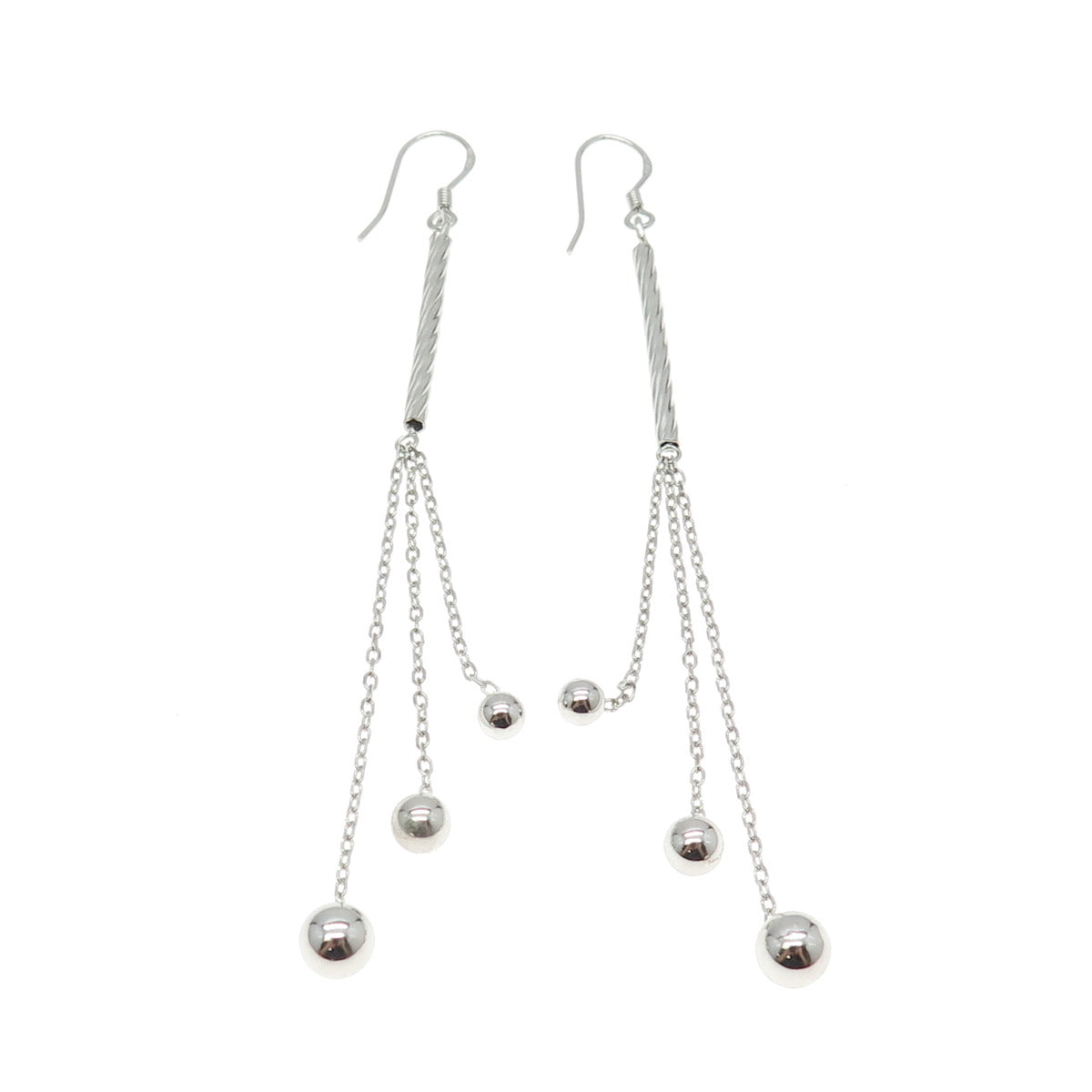 925 Sterling Silver Ball Chain Dangling Hook Earrings