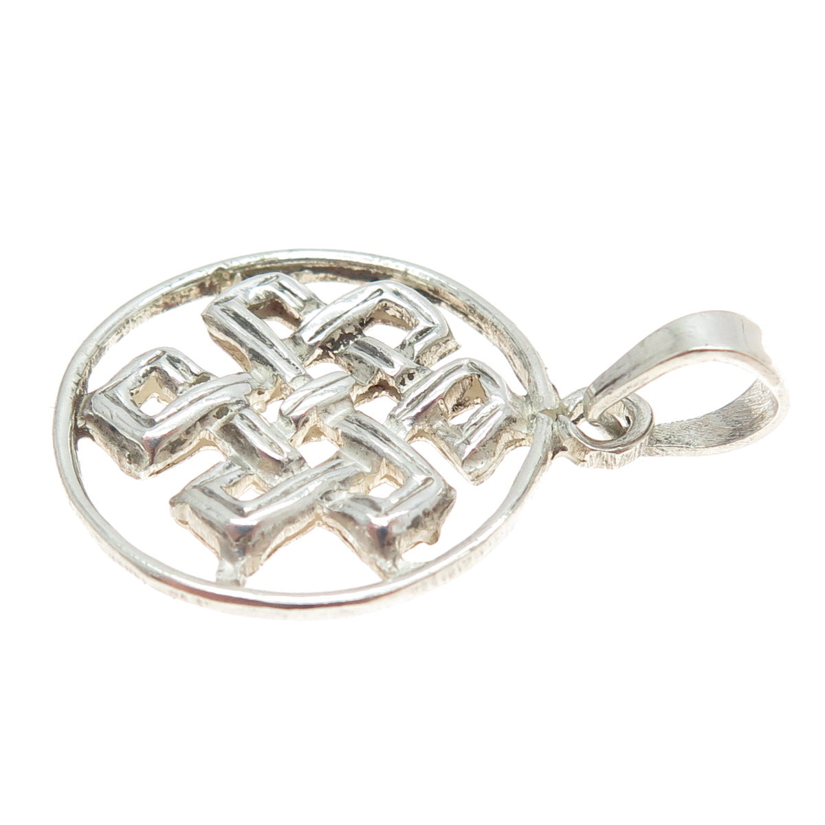 925 Sterling Silver Vintage Celtic Knot Round Charm Pendant