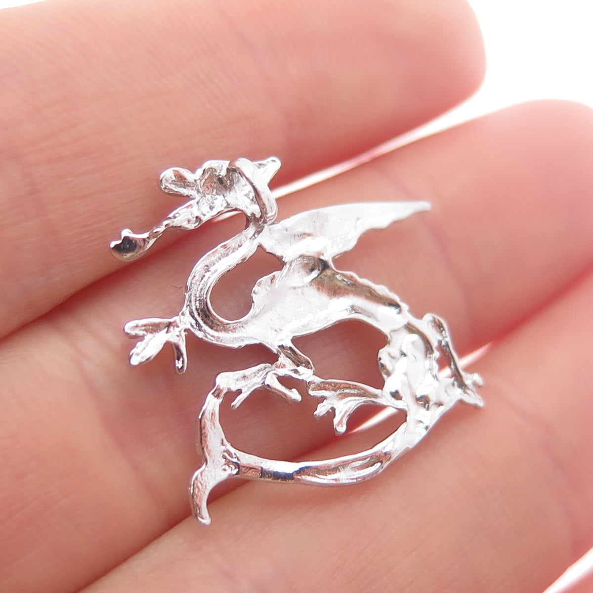 925 Sterling Silver Vintage Royal Dragon Slide Charm Pendant