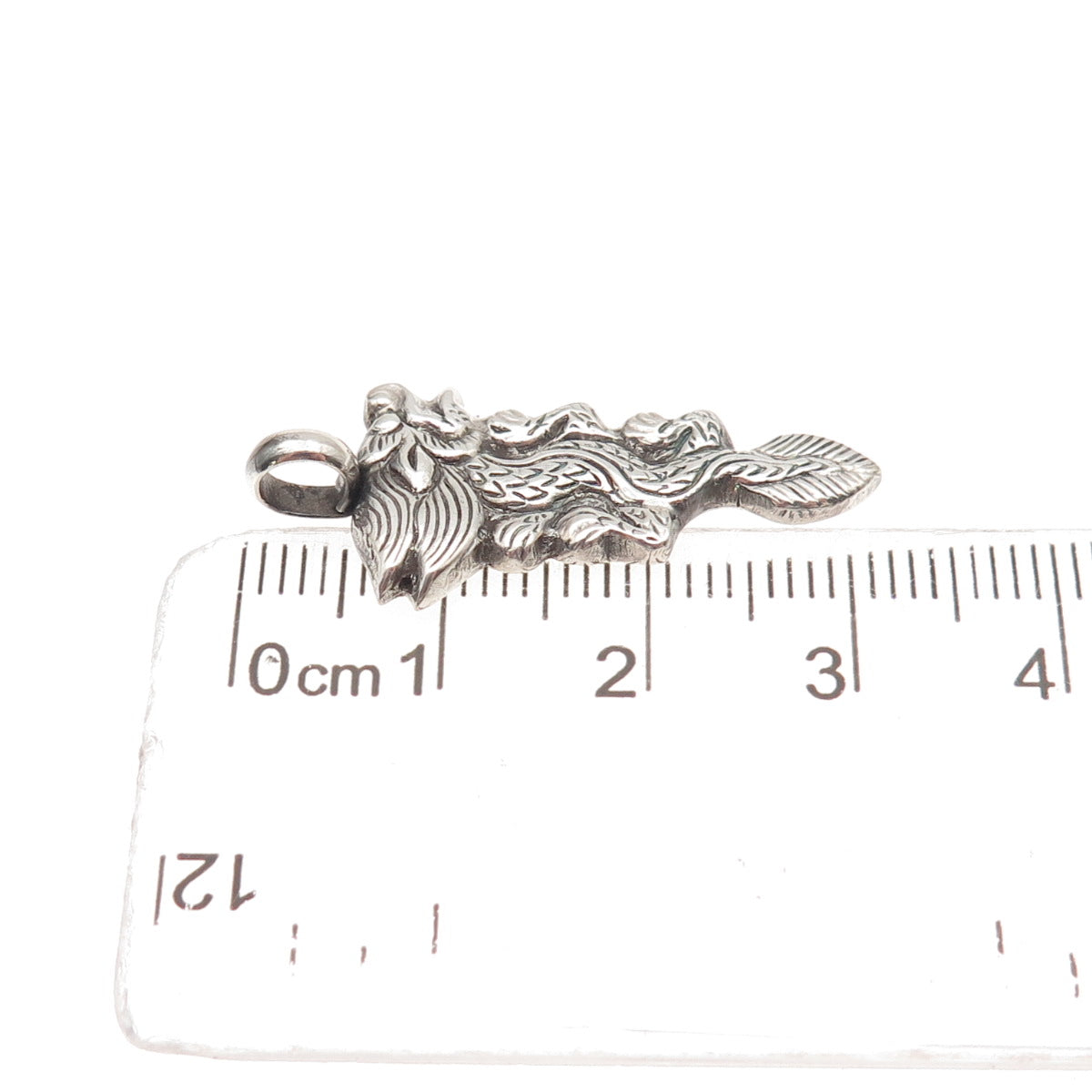 925 Sterling Silver Antique Art Deco Chinese Dragon Oxidized Charm Pendant