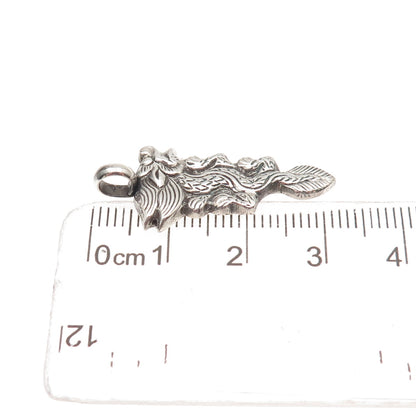 925 Sterling Silver Antique Art Deco Chinese Dragon Oxidized Charm Pendant