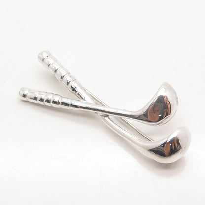 925 Sterling Silver Vintage Golf Clubs Pin Brooch