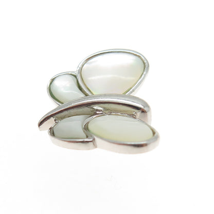 925 Sterling Silver Real Mother-of-Pearl Modernist Butterfly Pendant