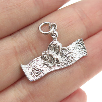 925 Sterling Silver Vintage Aladdin Magic Carpet Charm Pendant