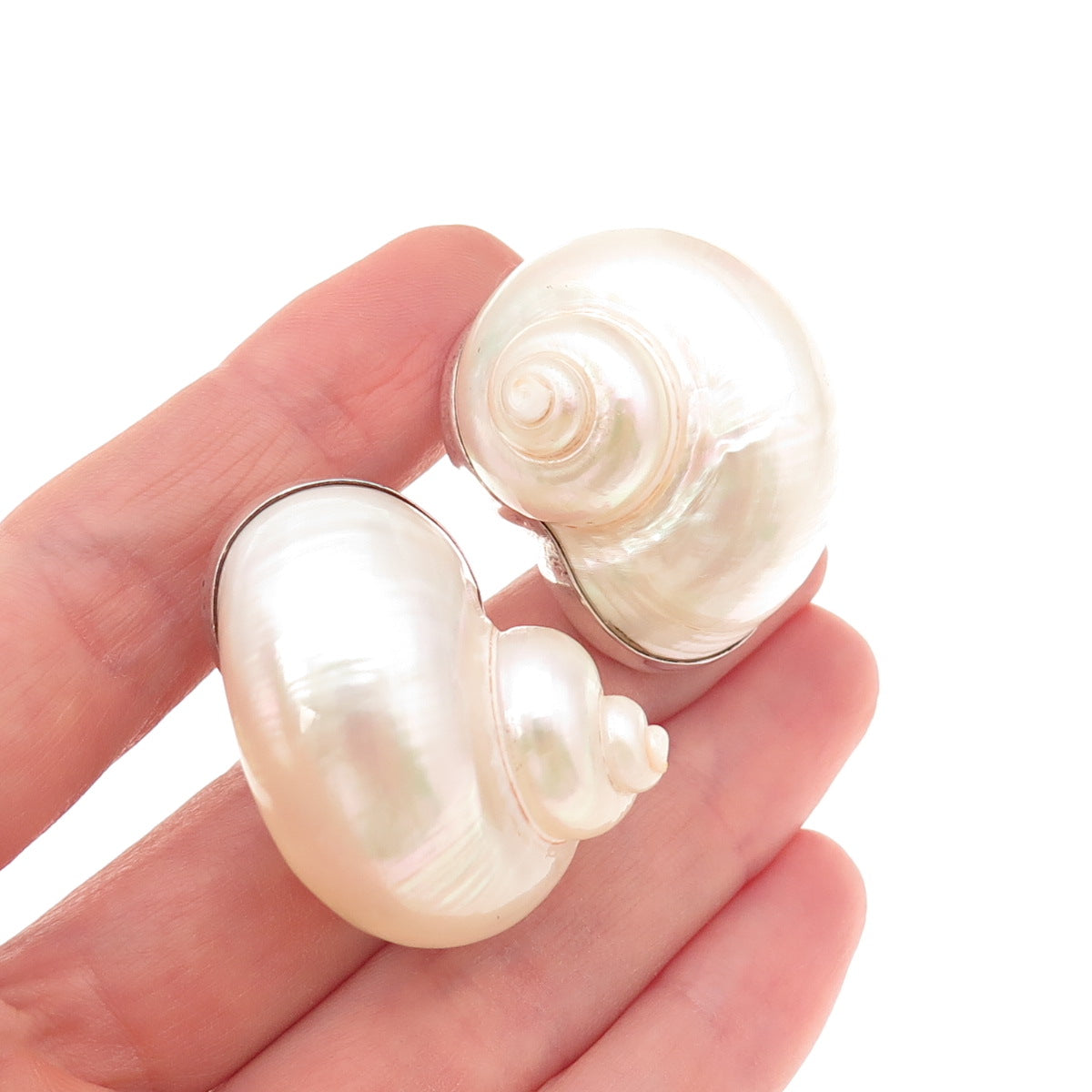 Betsy Fuller Sterling Silver Vintage 1986 Seashell Modernist Clip On Earrings