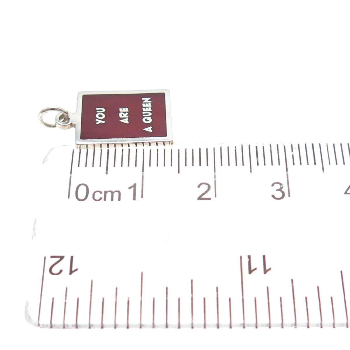 925 Sterling Silver Red Enamel You Are A Queen Minimalist Charm Pendant