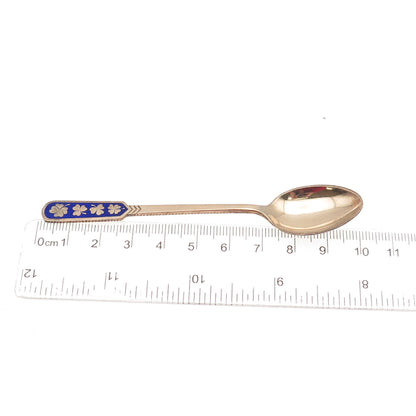 Egon Lauridsen 925 Sterling Rose Gold Plated Vintage Enamel Clover Coffee Spoon