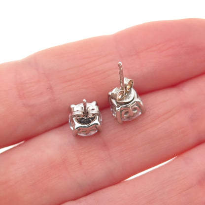 925 Sterling Silver Round-Cut C Z Stud Earrings