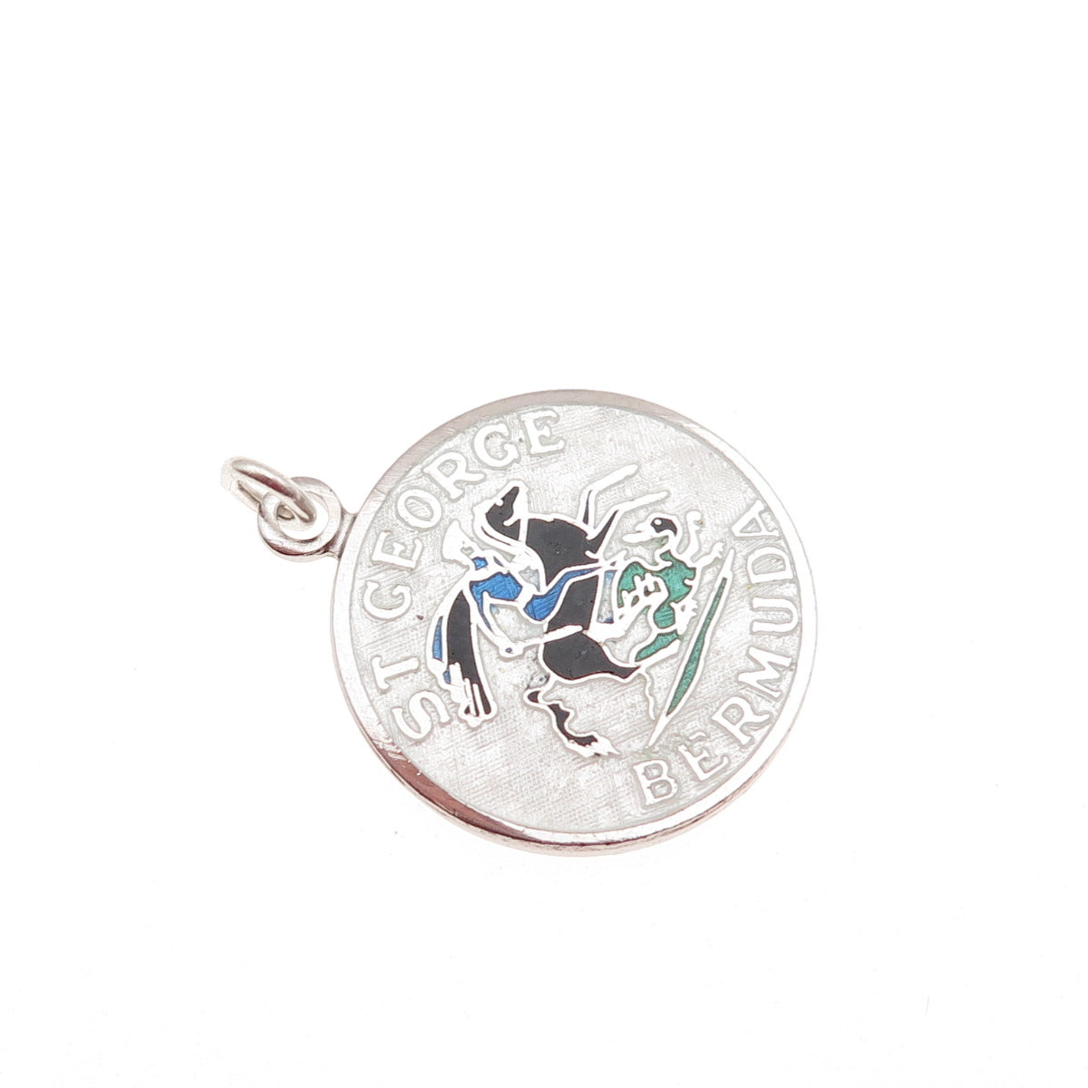 Breadner Co. 925 Sterling Silver Vintage Enamel St. George Bermuda Charm Pendant