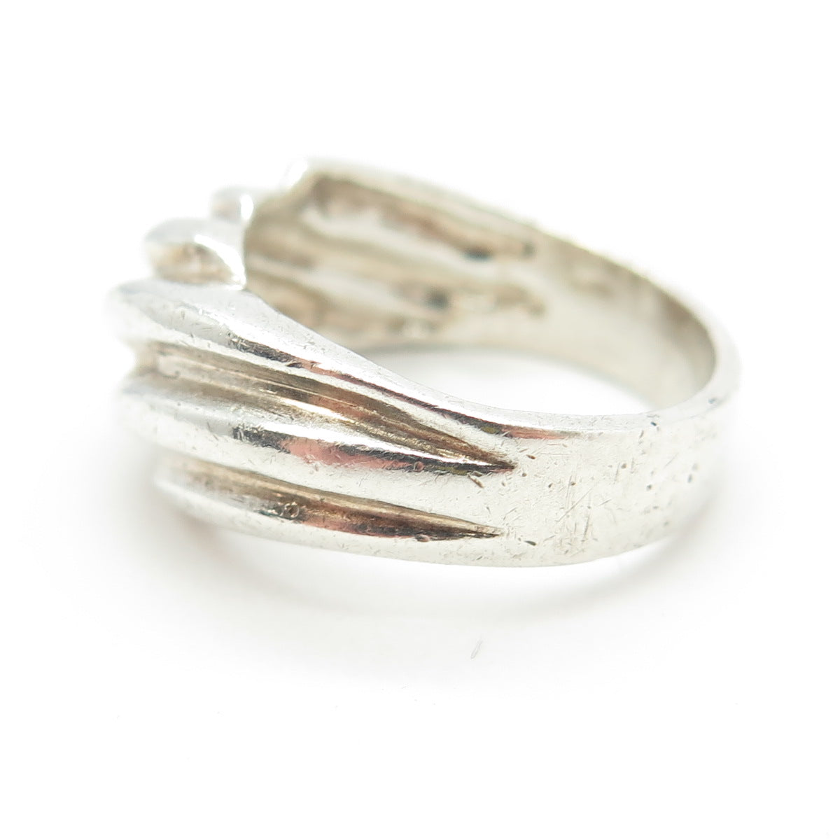 925 Sterling Silver Vintage Puffy Ribbed Ring Size 7.5