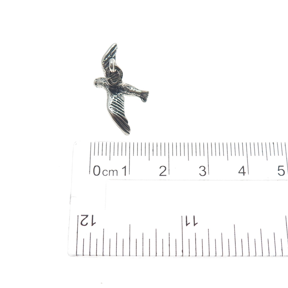 BEAU 925 Sterling Silver Vintage Seagull Oxidized Minimalist 3D Charm Pendant