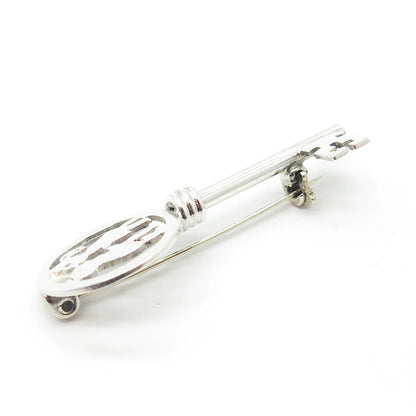 925 Sterling Silver Vintage Mexico Boy & Girl Kiss Key Pin Brooch