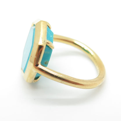 KENDRA SCOTT 925 Sterling Silver Gold Plated Real Turquoise Ring Size 3.25