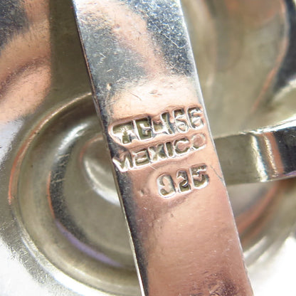 925 Sterling Silver Vintage Mexico Ribbed Pin Brooch / Pendant