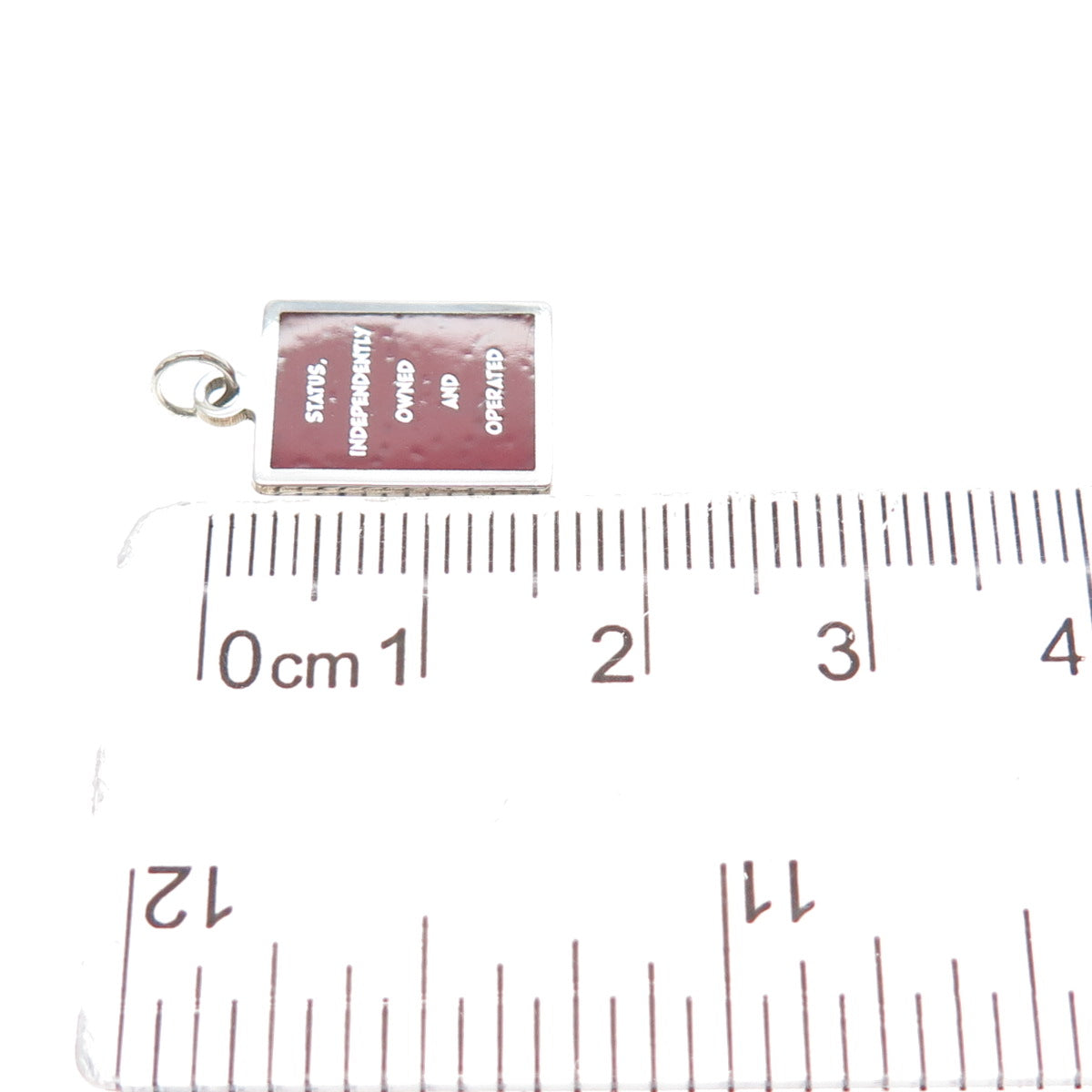 925 Sterling Red Enamel Status Independently Owned & Operated Minimalist Pendant