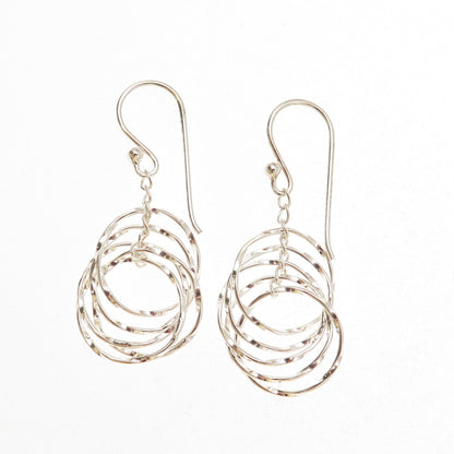 925 Sterling Silver Interlocked Circle Dangle Earrings