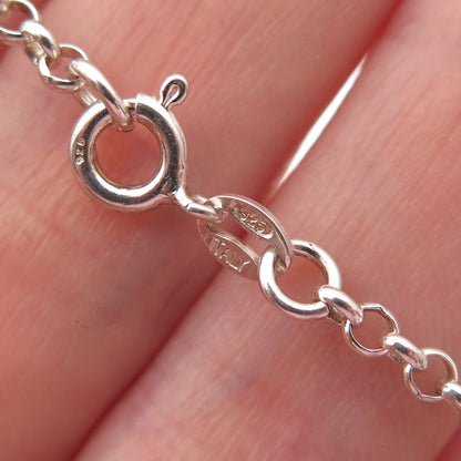 925 Sterling Silver Vintage Italy Enamel Dolphin Rolo Link Bracelet 5.75-6.75"