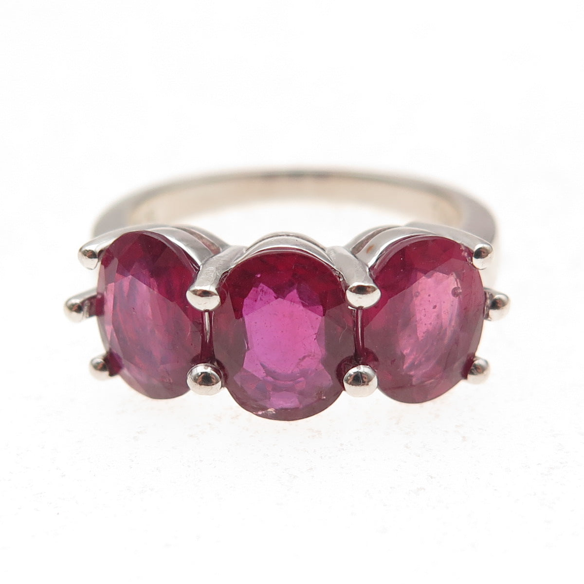 925 Sterling Silver Real Oval-Cut Ruby Ring Size 7