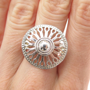 925 Sterling Silver Vintage Sun Symbol Modernist Ring Size 7.75