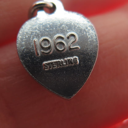 925 Sterling Silver Vintage 1962 Beta Sigma Phi Heart Minimalist Charm Pendant
