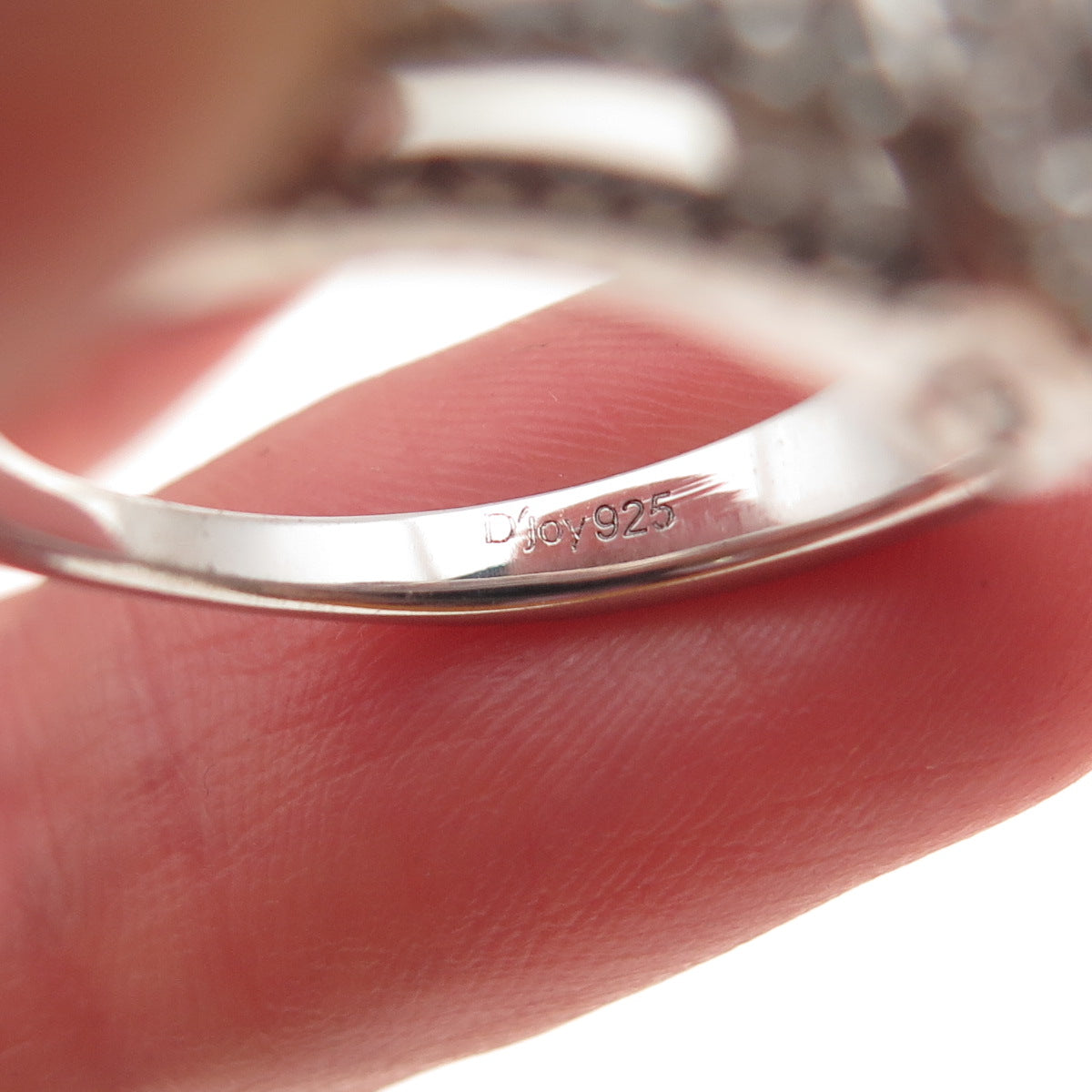 D'Joy 925 Sterling Silver Real Oval-Cut Iolite & White Topaz Ring Size 8