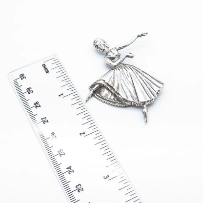 925 Sterling Silver Antique Lang Ballerina Dancer Girl Pin Brooch
